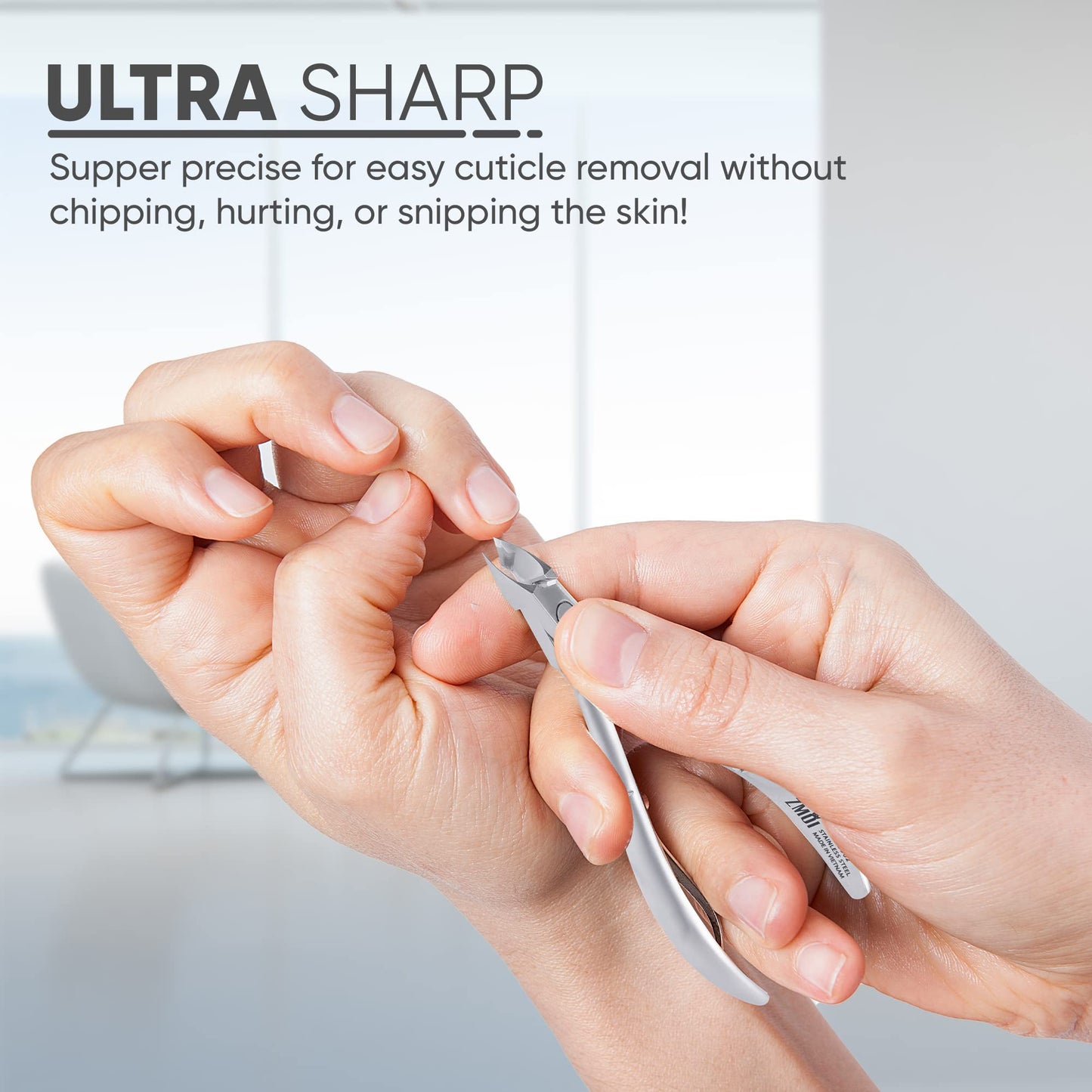 ZMOI Cuticle Nippers – Professional Cuticle trimmer – Premium Stainless Steel Cuticle Remover Tool – Cuticle Cutter for Cuticle Trimming and Hangnails (Single Spring - Haft Jaw 5mm)