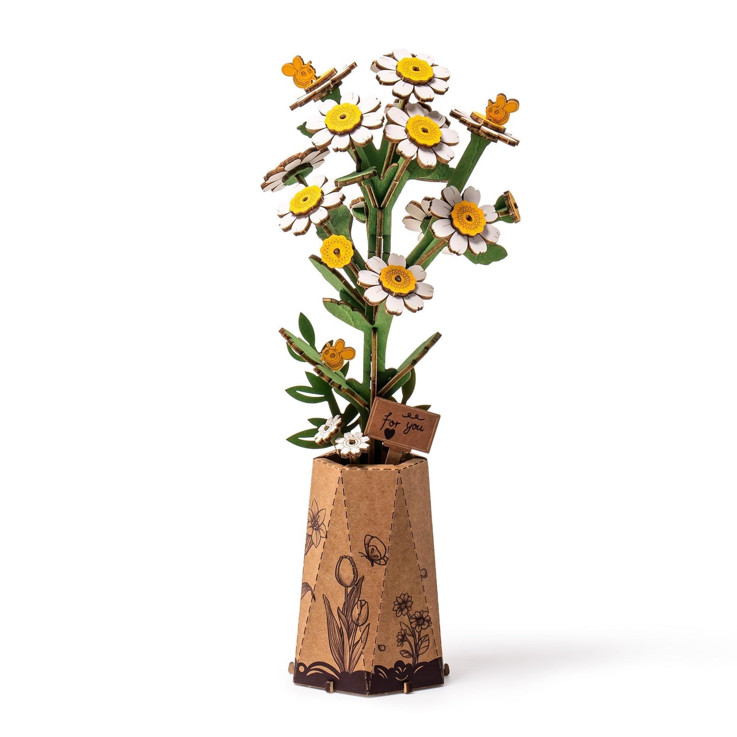 Wowood 3D Flower Wooden Puzzles for Adults-Chamomile, Mothers Day DIY Wooden Flowers Model Kit Building Set Crafts Gifts, Artificial Botanical Collection Creative Gift Ideas/Housewarming (101PCS)