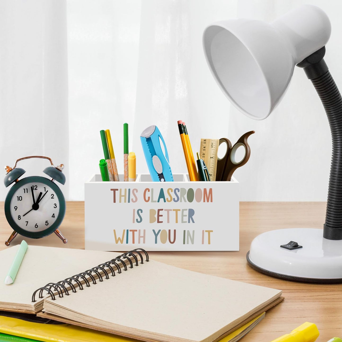 nvucamd Boho Classroom Pen Pencil Holder for Desk, Boho Office Desk Accessories, Back to School Pen Holders Organizer for Students Boys Girls Teachers,This Classroom Is Better with You in It
