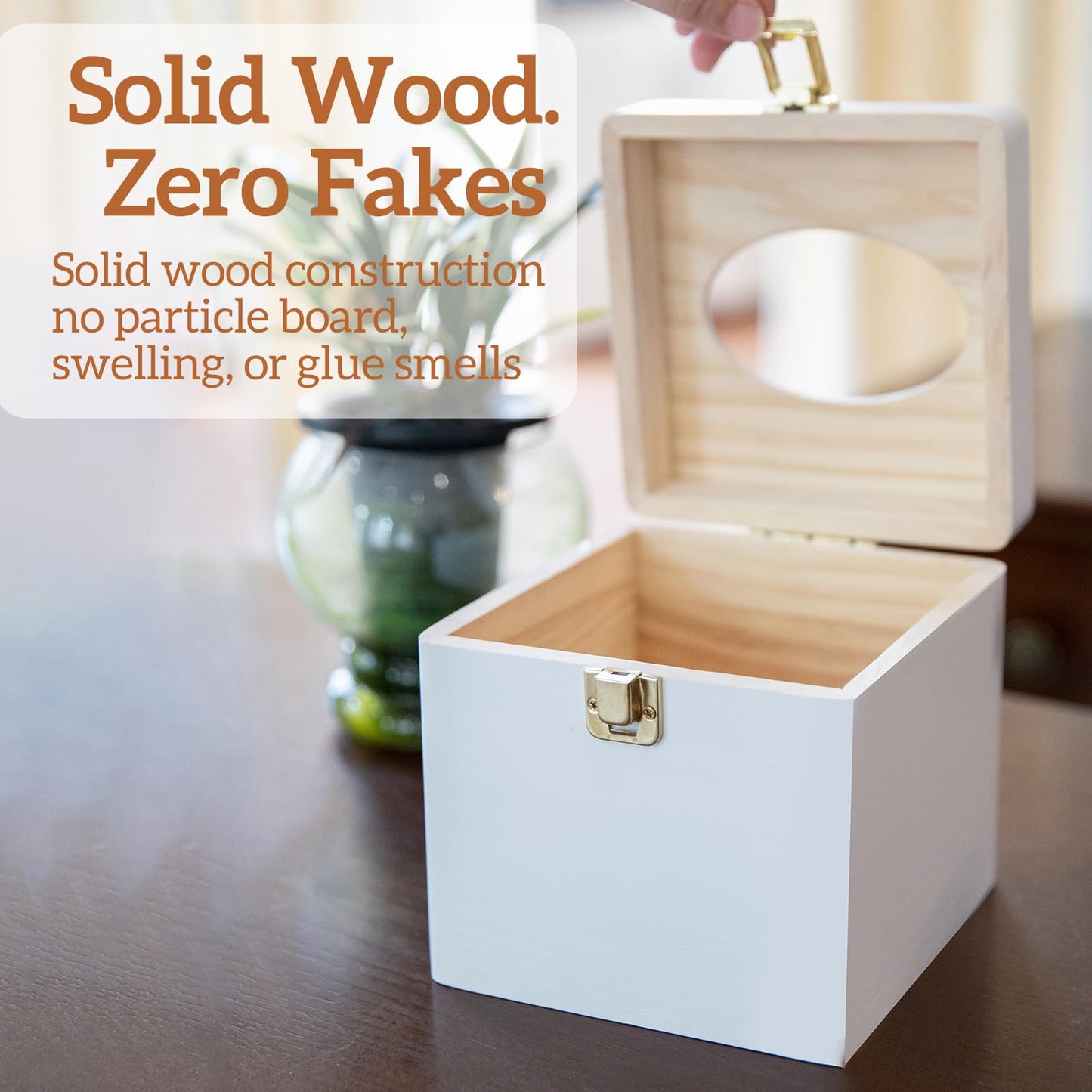 White Square Tissue Box Cover with Metal Switch, Tissue Box Holder with Lid, Solid Wood Countertop Bathroom Accessories, Office Decor, Home Decor for Bathroom Room