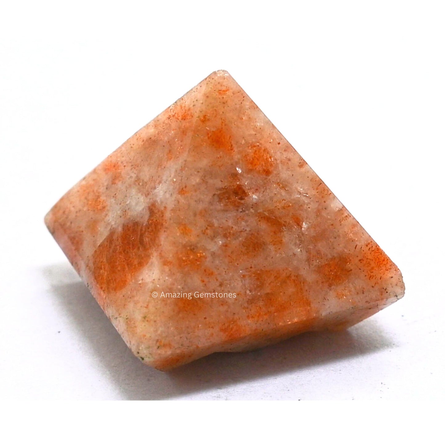 Amazing Gemstone Sunstone Crystal Pyramid with 9 Pyramid Plate Bottom - 1" Mini Pyramid Figurine of Natural Stone Pyramid for Meditation, Reiki, Chakra Balancing Vastu Pooja and Crystal Grids