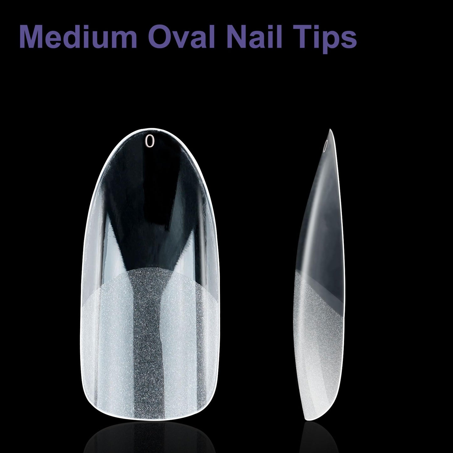 Half Matte Medium Oval Fake Nail Tips, Soft Gel Pre-Shaped Nail Tips, Full Cover False Nails with Clear Box for Nail Salons and DIY Nail Art, 600PCS/12 Sizes