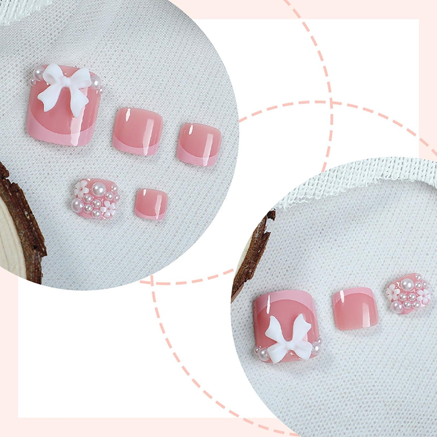 FIEONCIY Press on Toenails with Designs Acrylic Fake Nails for Toe Artificial False Nails with Charms Glue on Toe Nails for Spring Summer Stick on Toenails for Women Girls(XH11233)