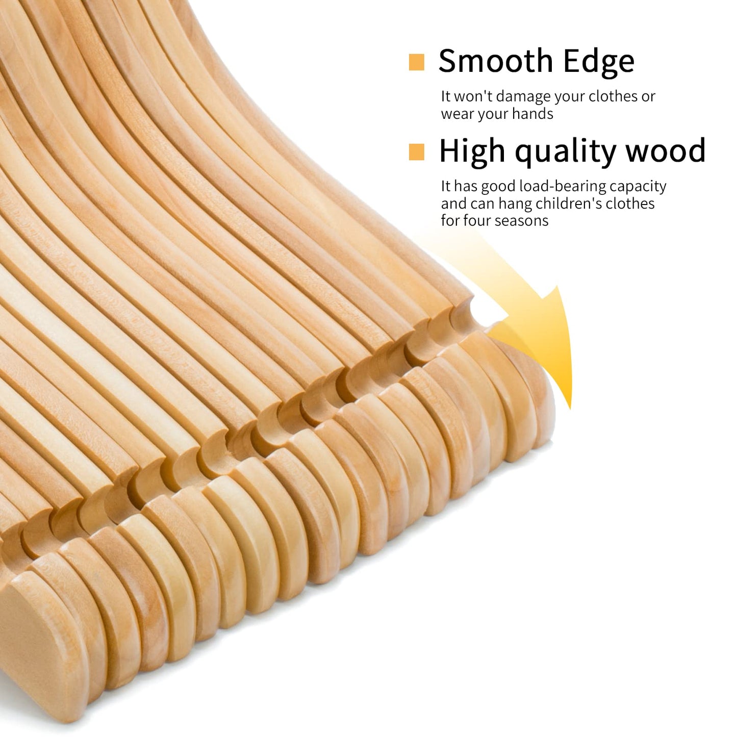 Nature Smile Juniors Preteen Older Children Wooden Coat Hangers 14 Inches Wood Dress Shirt Jacket Hangers with Anti-Rust Hook (20 Pack Natural)