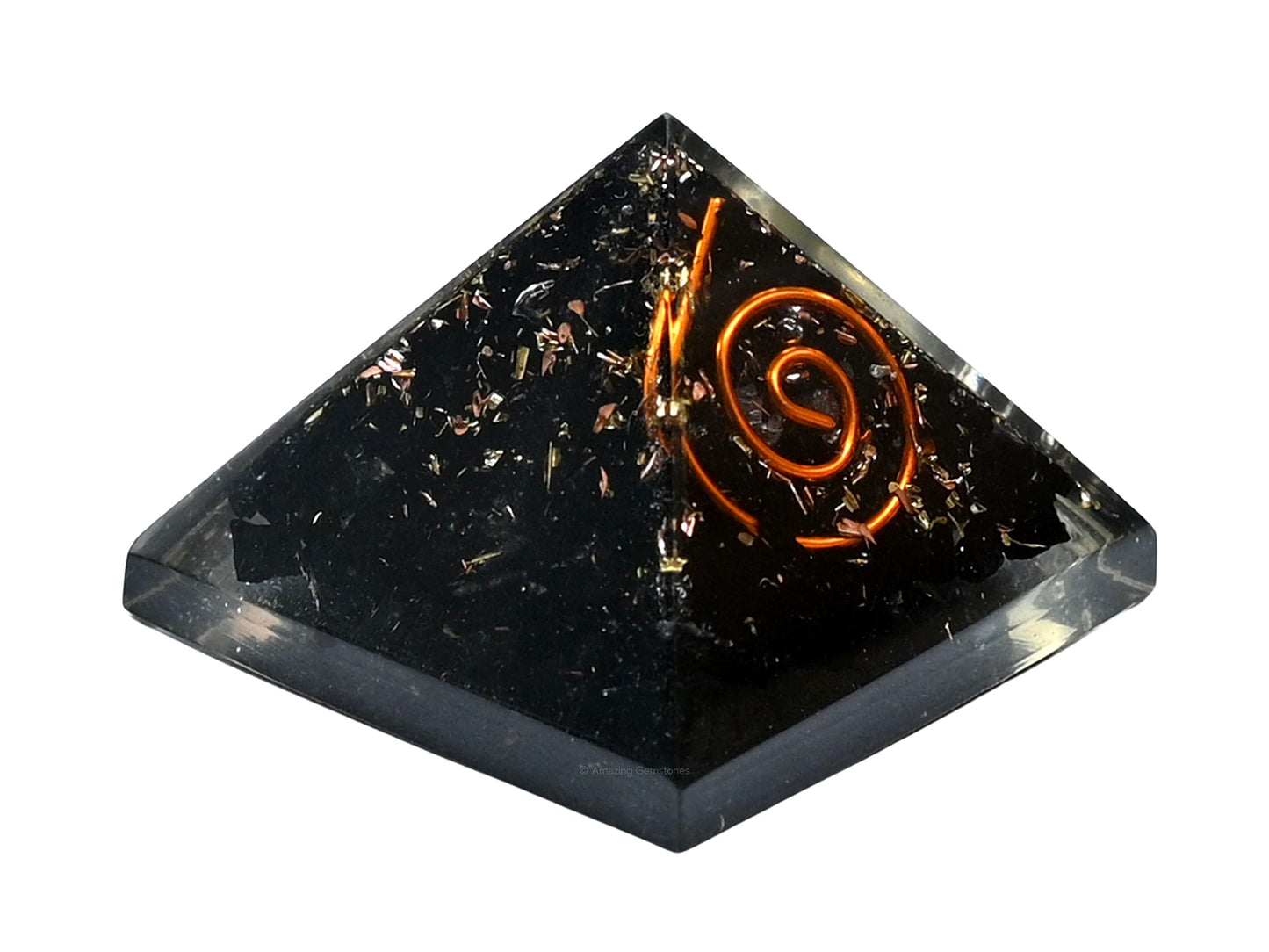 Amazing Gemstone Black Tourmaline Orgone Pyramid - 30mm Small Orgonite Pyramids with Crystals and Healing Stones - Authentic Organite Gifts