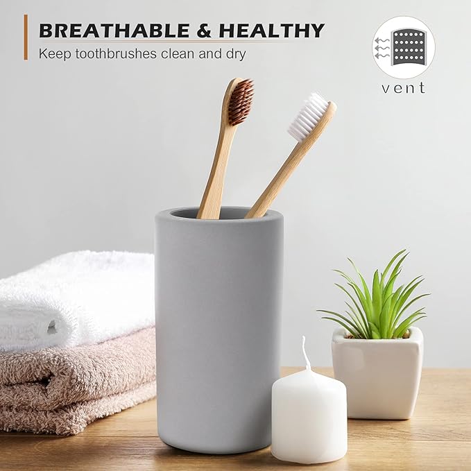 Diatomite Toothbrush Holder, BOJDOPIE Water Absorption Quick Drying Bathroom Countertop Organizer, Stand Cup for Toothpaste Makeup Brushes Razors
