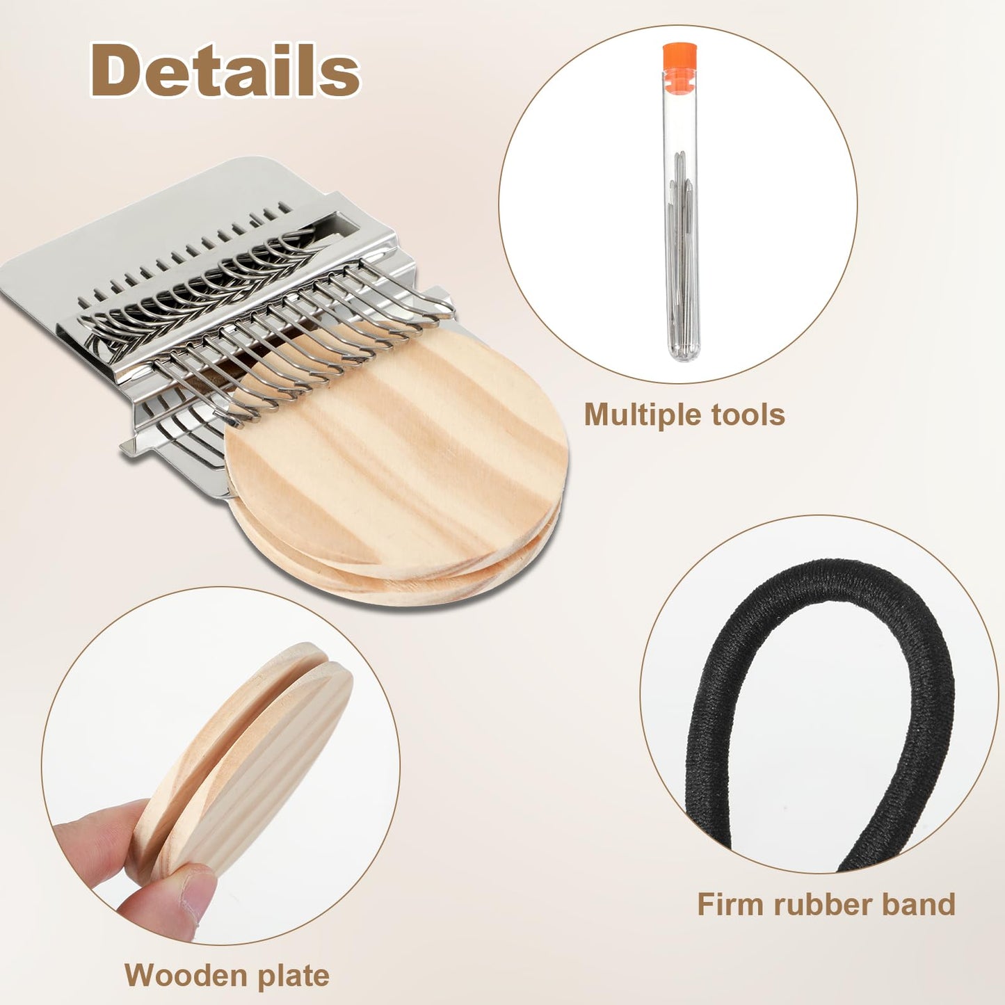Mini Loom Machine Kit, Wooden Weaving Tool with Stainless Steel Needles, Loom Type Weave Tool for Beginners Quickly Mending Jeans Mending Socks Clothes