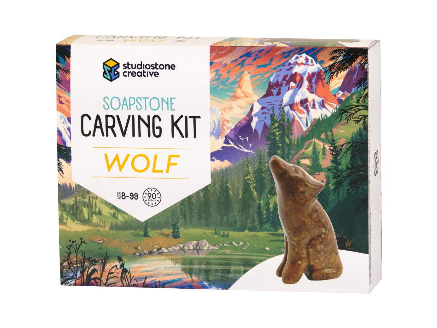 STUDIOSTONE CREATIVE DIY Arts & Crafts Carving Kit Kids Adults Wolf Sculpture Soapstone