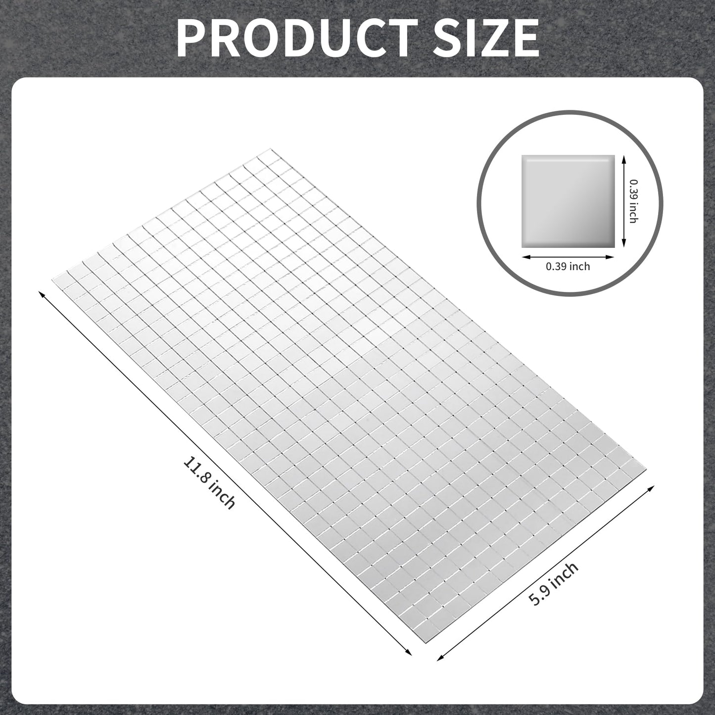 Mosaic Tiles, 10 x 10 mm 4500 PCS Self-Adhesive Disco Tiles, Silver Square Disco Ball Stickers for DIY Craft Party Decoration