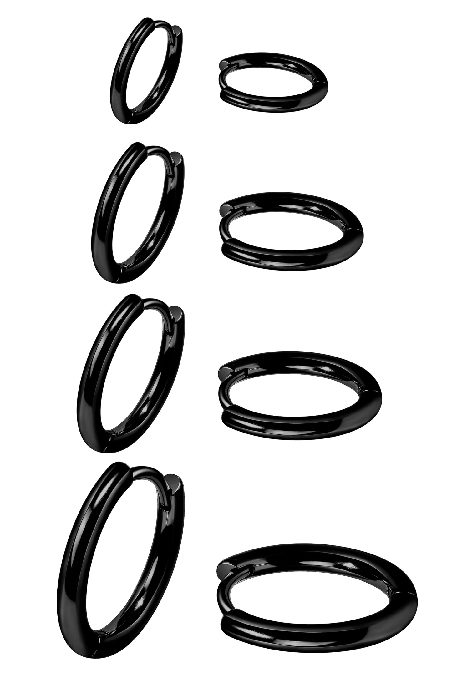 Black Hoop Earrings for Women, Small Huggie Stainless Steel Black Hoop Earring Stack for Men, Hypoallergenic Cute Mini Thin Tiny Cartilage Earring Sets for Multiple Piercing Clip On Jewelry Gifts