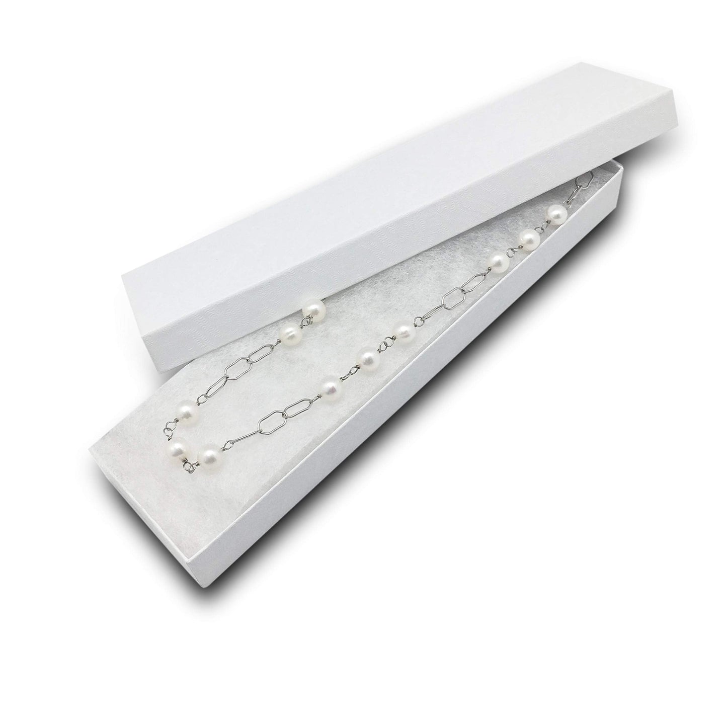 TheDisplayGuys - 100-Pack #99 Cotton Filled Cardboard Paper Jewelry Boxes Gift Case - White Swirl (5 Sizes Assortment) - for Shipping or Storage