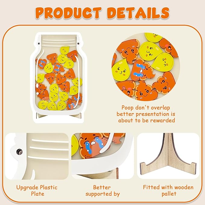 Magnetic Reward Jar for Kids – Poop Reward Jar with Colorful Letter Stickers Behavior, Classroom Incentive Suitable for Teachers Parents Kids Motivational Tool