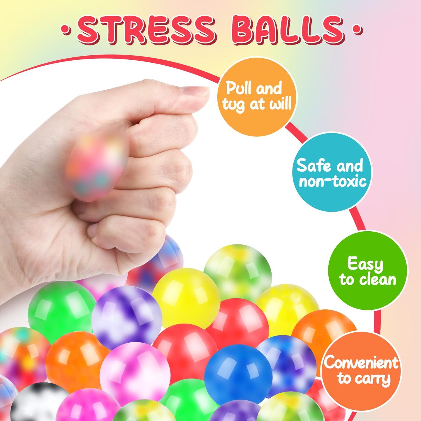 BESNEL 160 Pack Stress Balls for Adults, Bulk Squishy Ball, Stress Balls Set, Anti-Anxiety Easter Stress Relief Fidget Balls