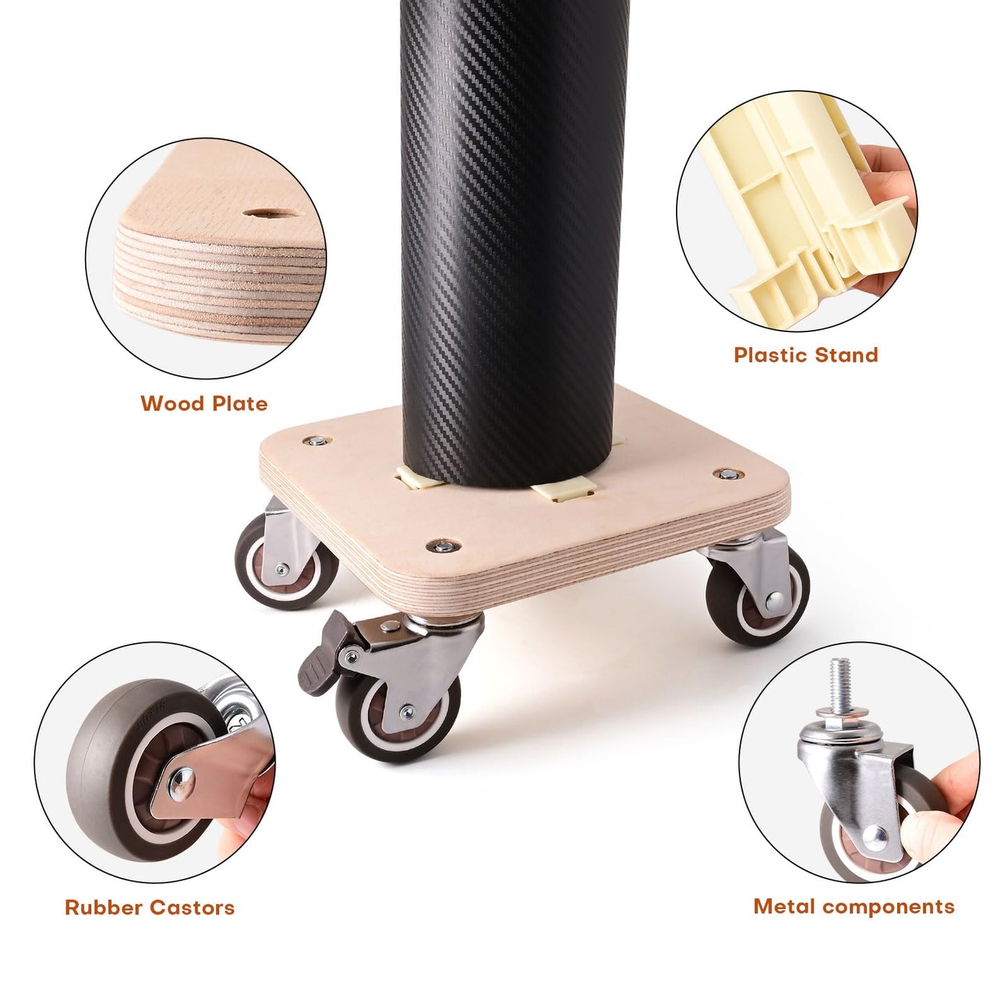 NEWISHTOOL Portable Vinyl Roll Rack Stand Storage Mobile Cart with Lockable Caster Wheels, Vinyl Rack Tool for Holds Car Wrap Material Rolls Media, Decal, Film, Transfer Paper Tape Roll Holder