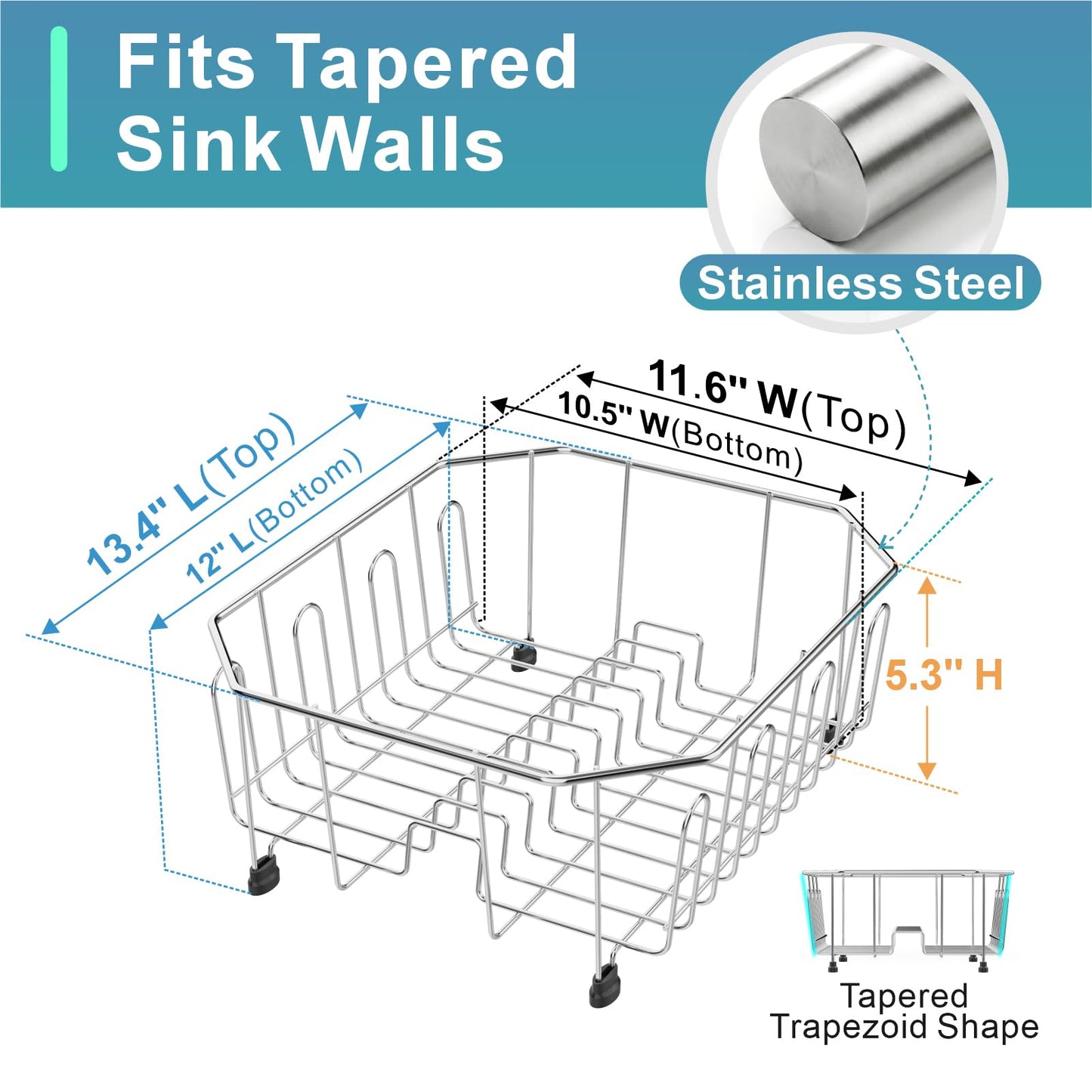 GSlife Small in Sink Dish Drying Rack - Stainless Steel Compact Dish Drainer for RV Kitchen Apartment Sink, Rust Resistant Inside Sink Rack, 1–2 Person Households, 11.6" W x 13.4" L, Silver