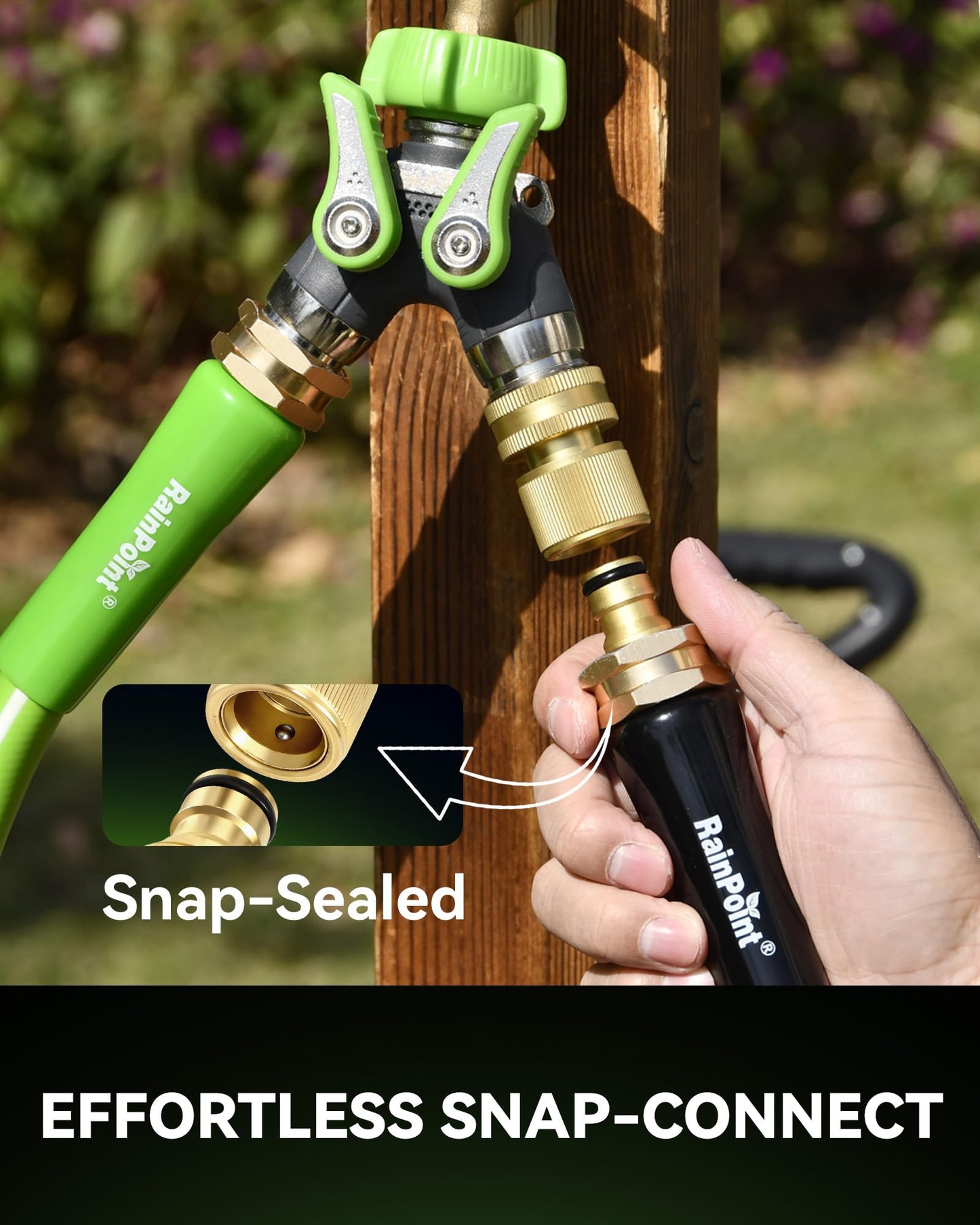 RainPoint Quick Connect Hose Fittings 3/4" GHT - Solid Brass Garden Hose Connectors, No-Leak Design & Universal Fit for Instant Connection (4 Sets)