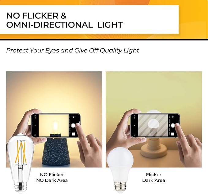 Hizashi Edison Bulb 60 Watt LED, 2700K Dimmable LED Light Bulbs E26 Base, ST19 Vintage Light Bulbs Soft Warm White, 95+CRI, UL Listed,700 Lumens 6W, Clear Glass, Pack of 3