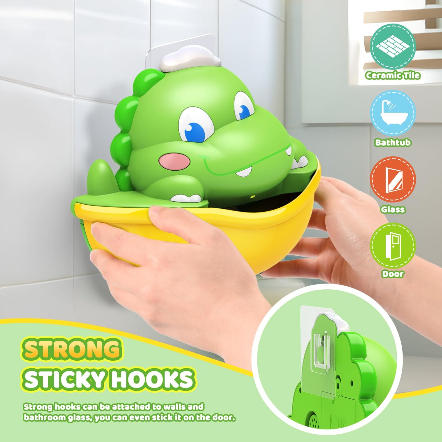 Bath Toys,Light-Up Bath Bubble Machine Automatic Bubble Maker Bathroom Toy for Kids Ages 1-3 4-8 Toddler Bathub Toy Easter Basket Stuffers Dinosaur Toys for Kids 3-5