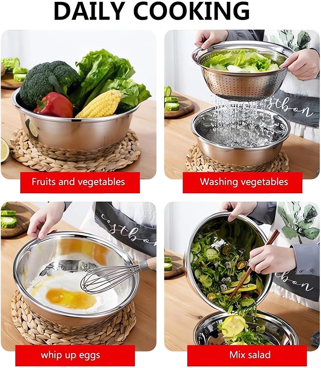 Germany Multifunctional Stainless Steel Basin,Multifunction Stainless Steel Basin with Grater 3 in 1 Vegetable Cutter for Kitchen, Vegetable Slicer Grater Strainer and Drain Basket(10.2)