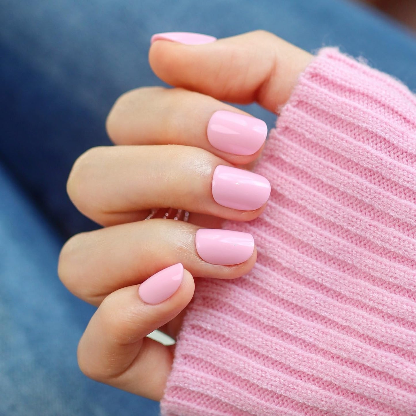 LAMIMOSA 32Pcs Press On Nails Extra Short Round – Solid Pastel Pink Fake Nails with Glue, Soft Gel Nails in 16 Sizes, Reusable Glue on Nails Kit, Baby Pink Spring Summer Extra Small Nails, ROSETTA