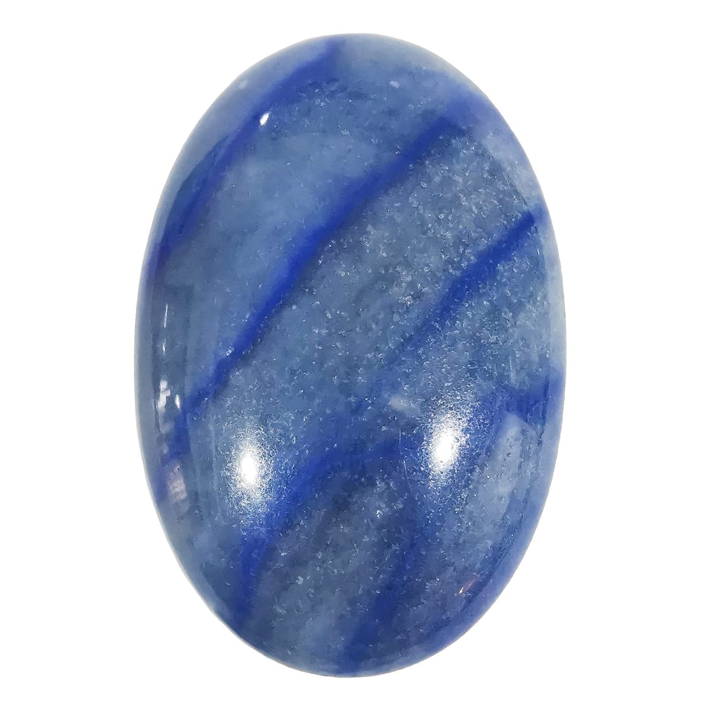 Loveliome Natural Blue Aventurine Oval Polished Worry Stones, Healing Crystal Indoor Fountain Stones Massage Energy Anxiety Relief Items