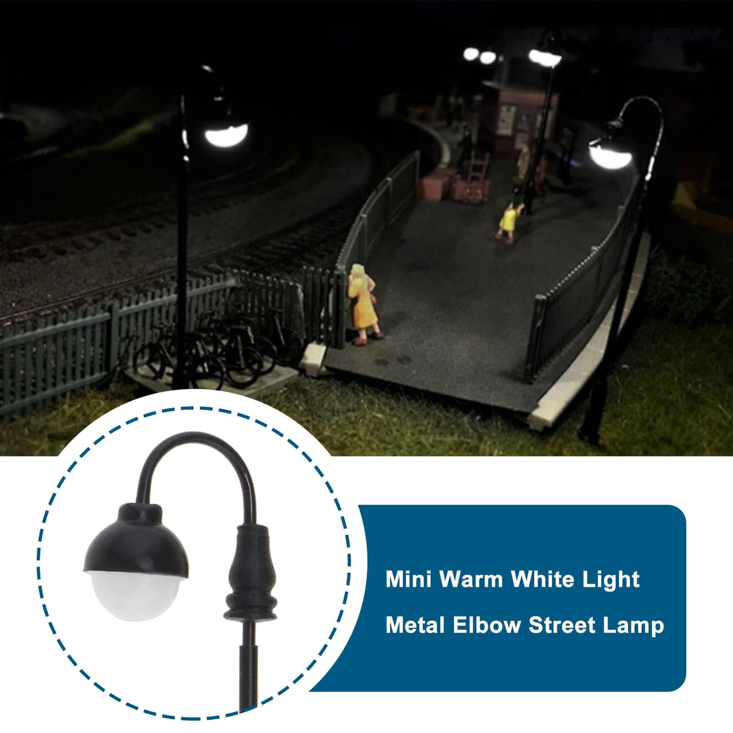 ECSiNG 10pcs 1:100 Railway Train Model Lamp Column LED Track Street Light 3V 77mm Compatible with HO Scale Compatible with OO Scale, Warm White Light