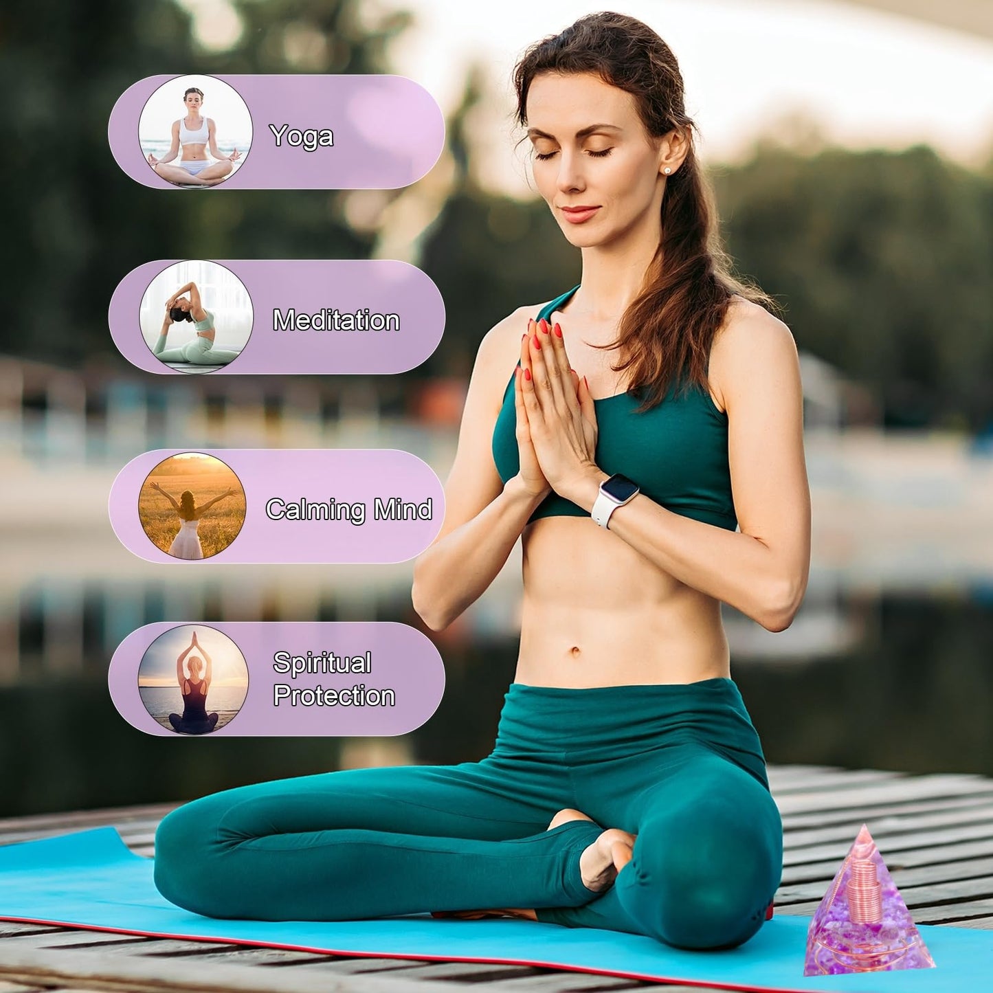 Saefheled Crystal Column Orgone Pyramid,Natural Energy Amethyst&White Quartz Orgonite Crystal Healing Pyramids,for Reduce Stress, Balance Chakra,Meditation Attract Luck,Accumulate Wealth Health(6cm)