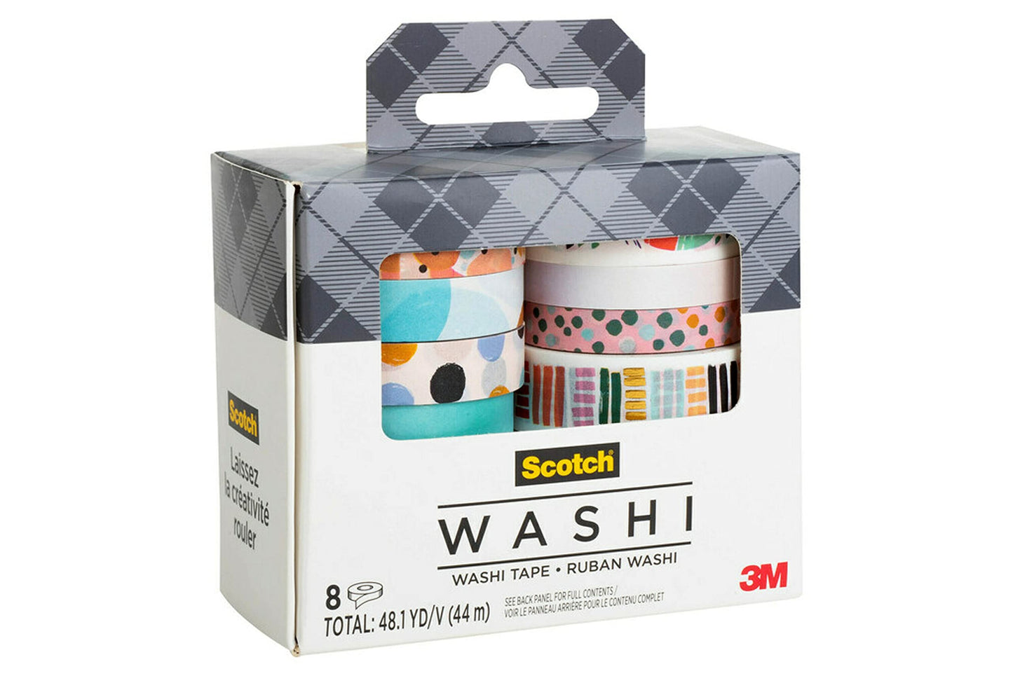 Scotch Washi Tape, Abstract Modern Design, 8 Rolls, Great for Bullet Journaling, Scrapbooking and DIY Décor (C1017-8-P19)