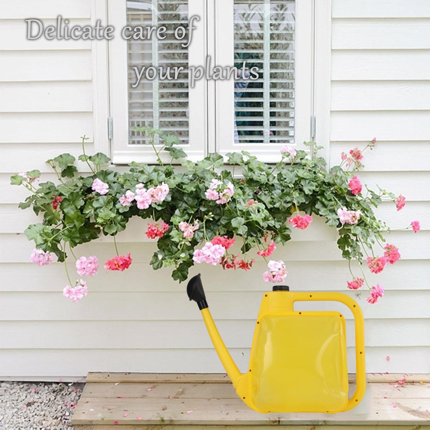 YOPIWI Watering Can 1.6Gal Transparent Plastic with Comfort Grip Handle for Indoor & Outdoor Plants (Yellow)
