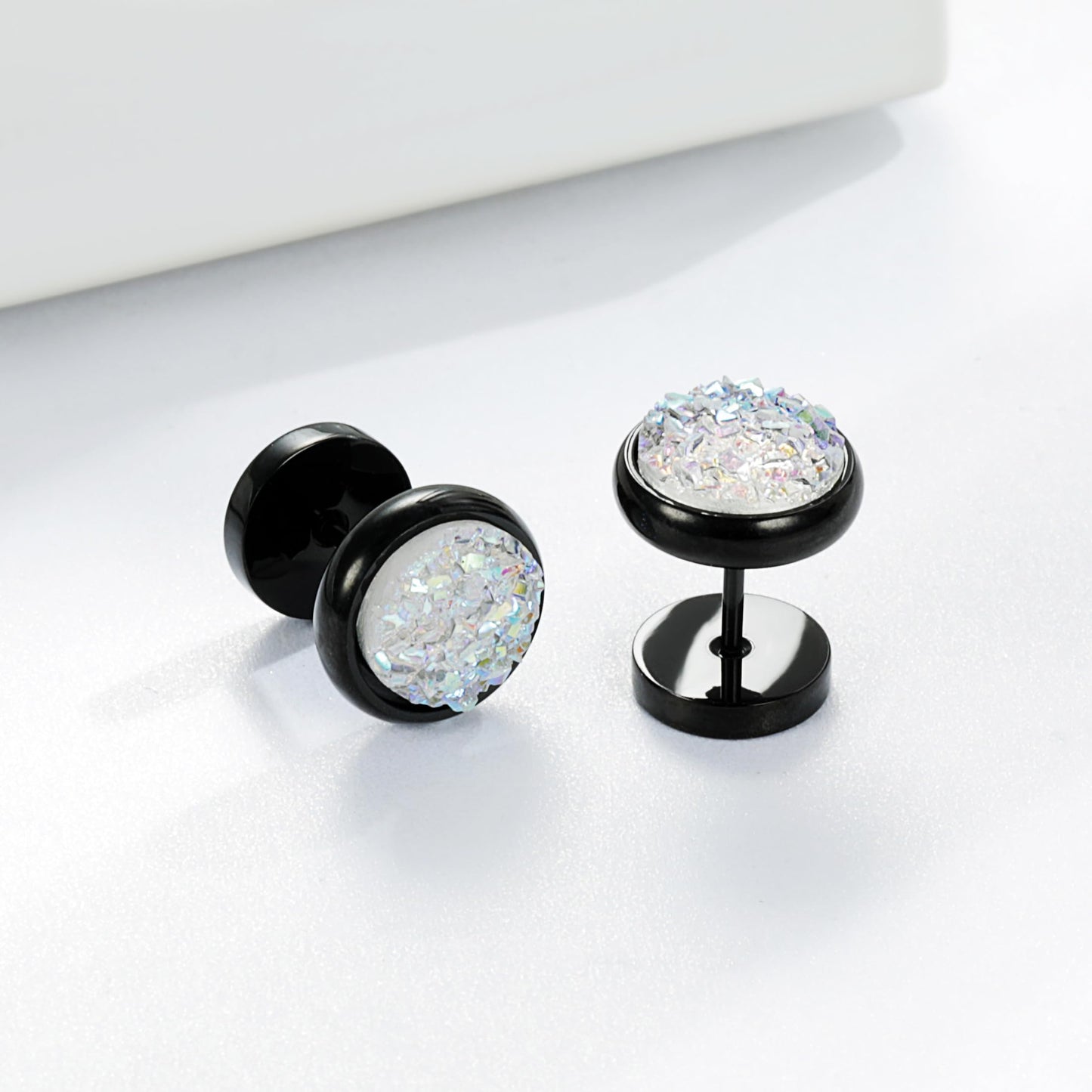 Women Men Flat Back Stud Earrings Non-Nickel Crystal Stone Earrings Titanium Stainless Steel Hypoallergenic Cartilage Earrings Stud for Sensitive Ears