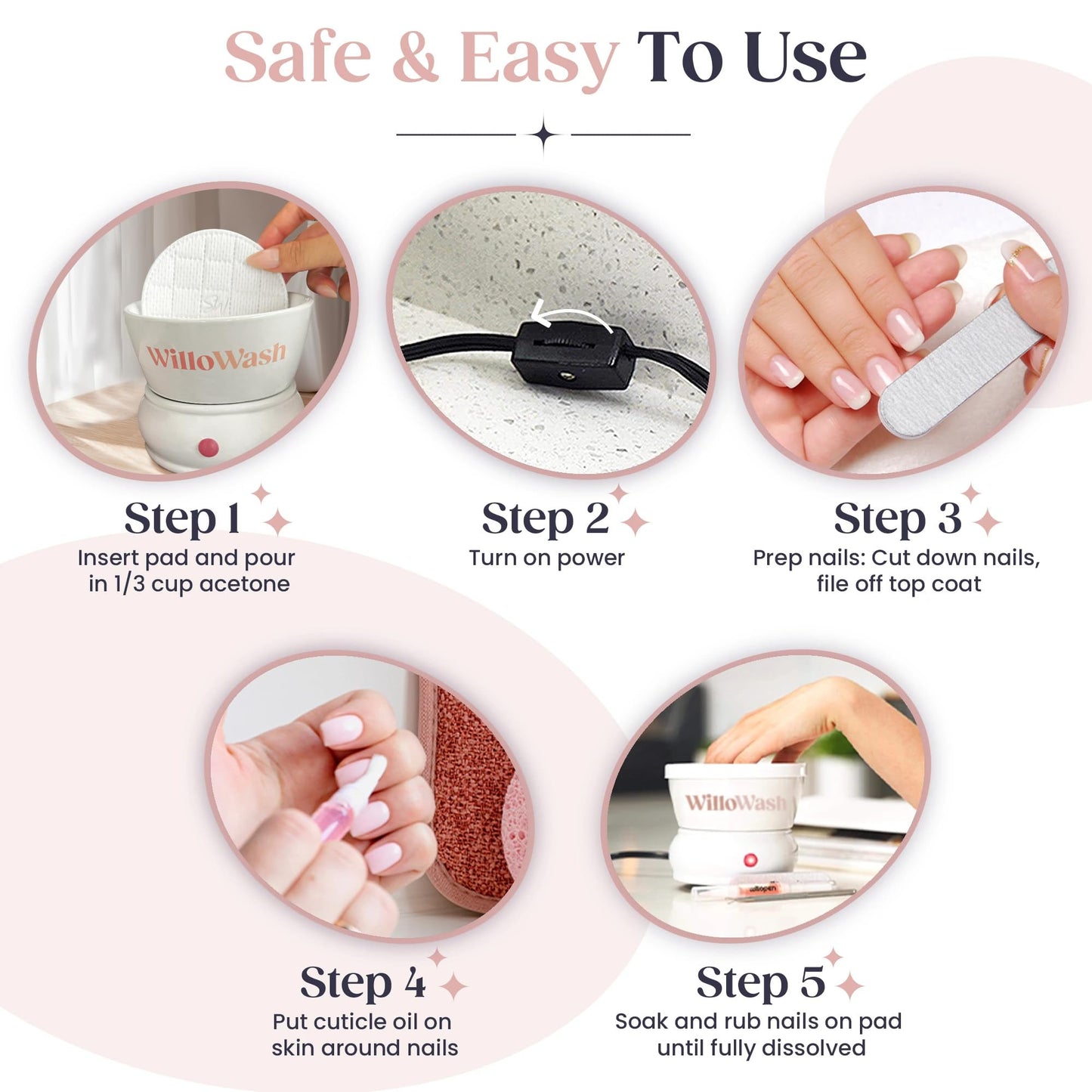 UPDATED Willopad Refills for Willowash Acrylic Nail Remover - 16 Count - Round - Willopads