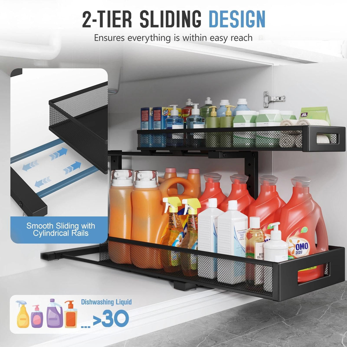2 Pack 20.47IN Depth Under Sink Storage Organizer (2 Count)
