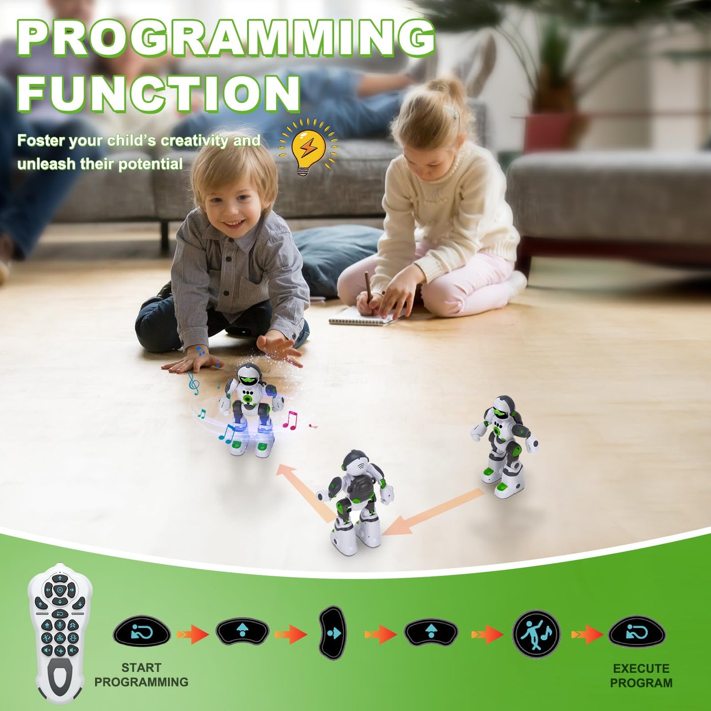 Zreswap Robot Toys Gift for Kids: Remote Control Robot Programmable with Record Voice Music Dancing Gesture Control, for Toddler Boys and Girls