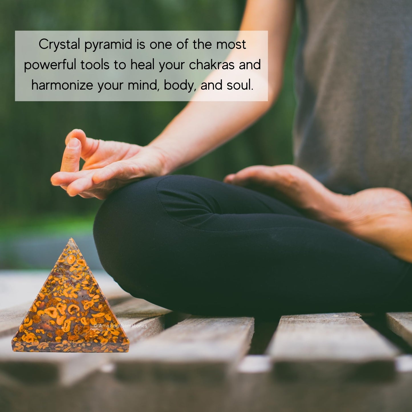 Amazing Gemstone Fruit Jasper Pyramid Crystal Healing Stones - 2" Great Pyramid Figurine of Natural Stone Pyramid for Meditation, Reiki, Chakra Balancing and Crystal Pyramids Grid