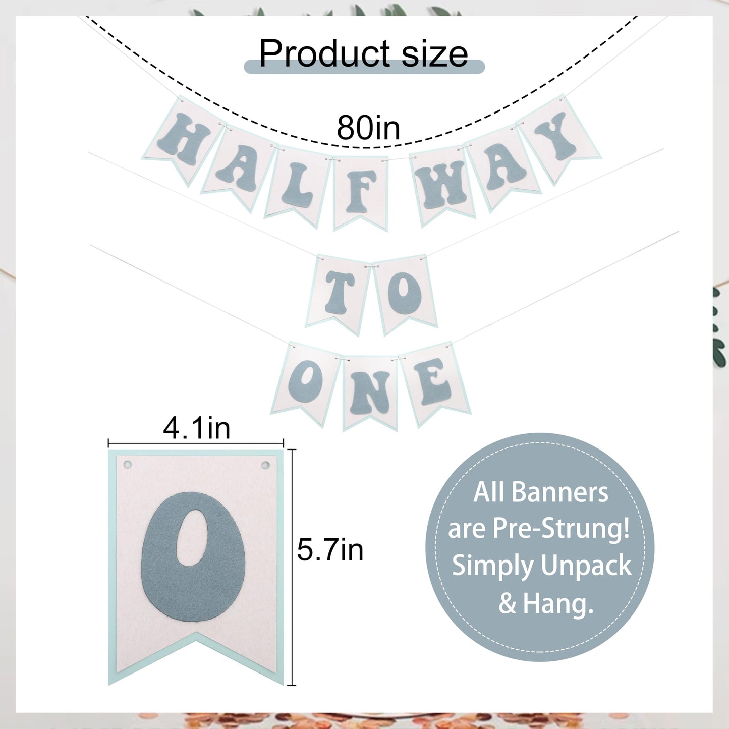 Half Way To One Banner- Neutral 6 Months Birthday Backdrop, Baby Half Cake Smash Photo Props, Birthday Party Decorations