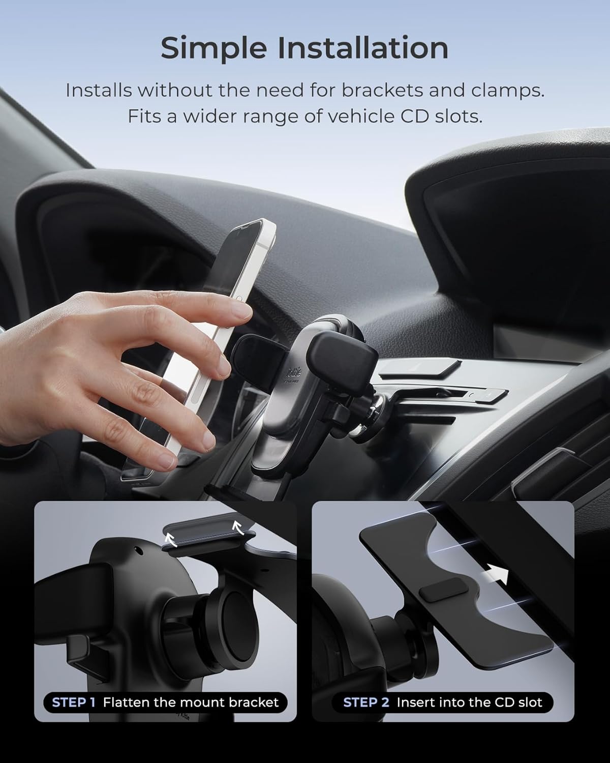 iOttie Easy One Touch Advanced CD Slot Car Phone Mount - Universal Cell Phone Holder for iPhone, Google, Samsung, Moto, Huawei, Nokia, LG, and All Other Smartphones