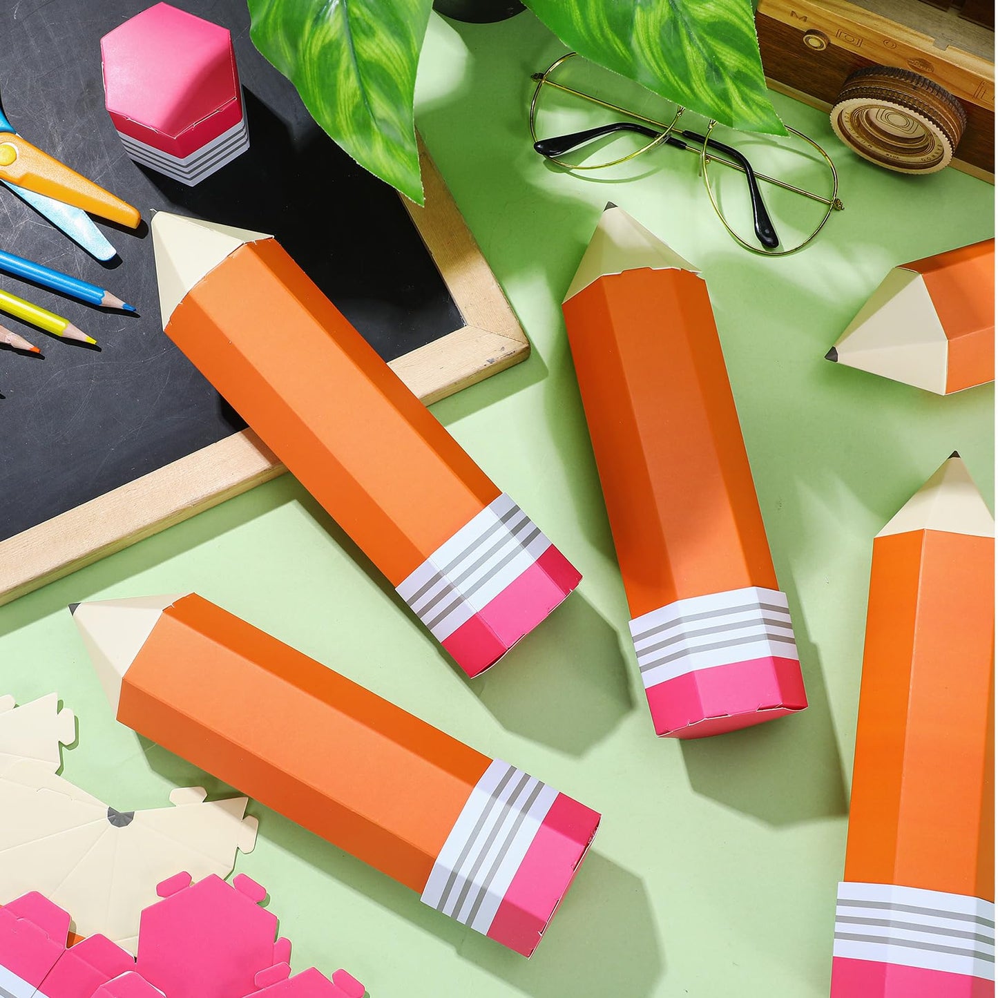 Reallnaive 30 Pcs Back to School Pencil Candy Boxes First Day of School Gift Boxes for Thanks Teacher Back to School Party Decorations Bulk for Preschool Kindergarten Students Classroom Decoration