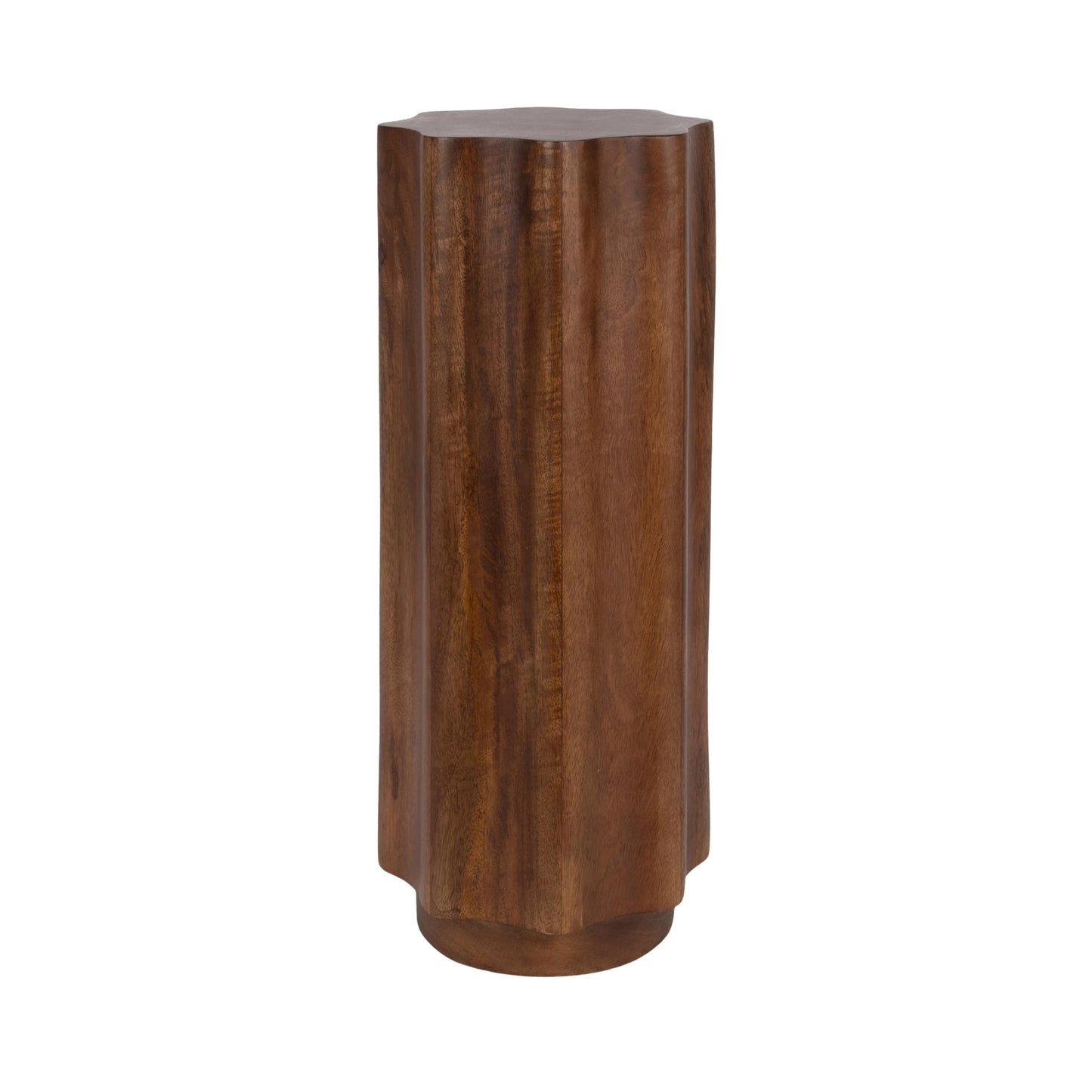 Kate and Laurel Pandey Modern Mango Wood Wavy Drink Table, 9 x 9 x 22, Walnut Brown, Curvy Mini Table for Use as a Pedestal Plant Stand Indoors or as a Small Nightstand Option