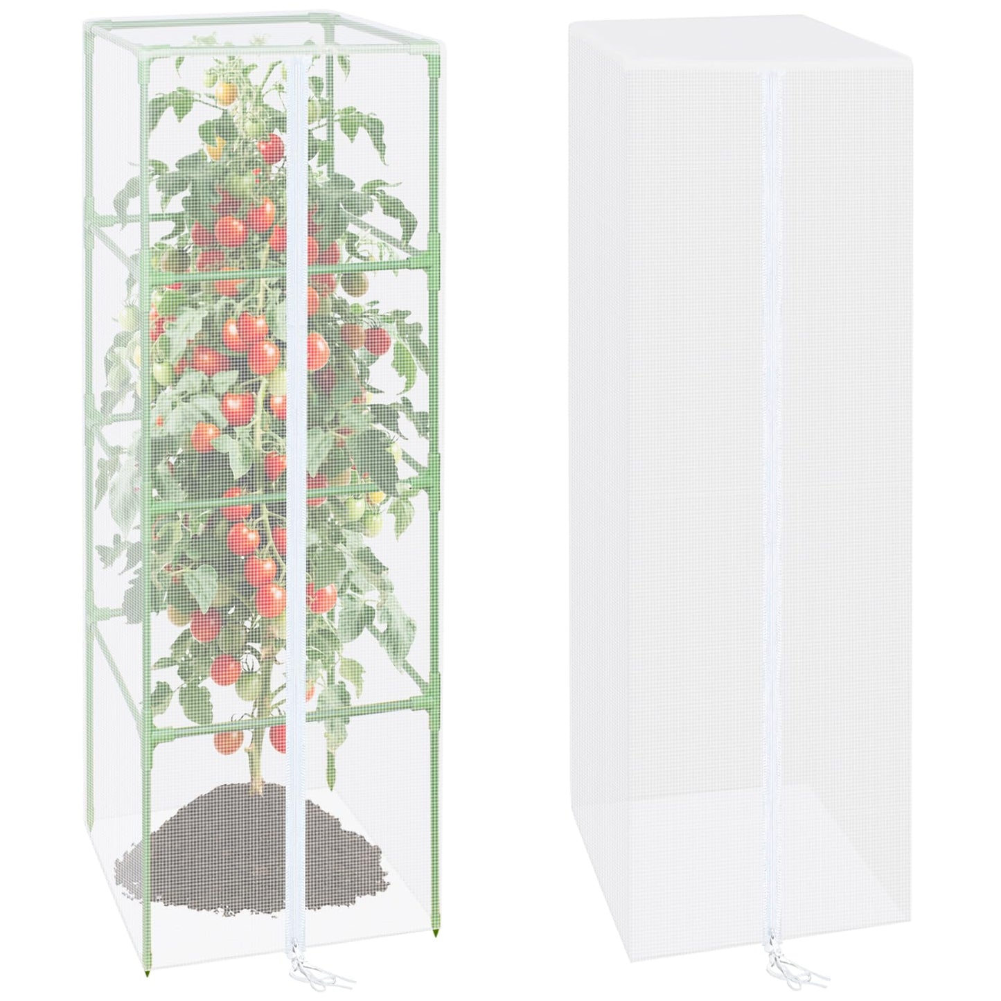 ZeeDix 57" x 16.1" Garden Bird Netting for Square Tomato Cage, 2 Pack Garden Mesh Barrier, Plant Covers Protect Tomatoes, Vegetables, Blueberry Bush from Birds & Pests