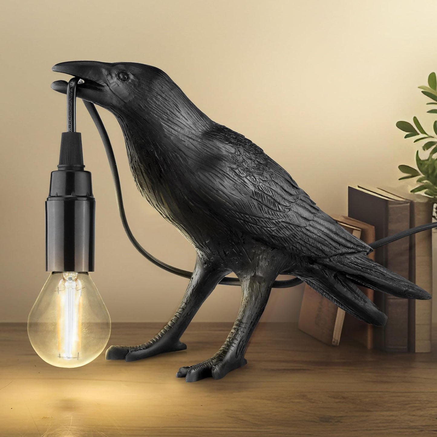 Halloween Crow Lamp, Raven Table Lamp with Bulb, Bird Desk Lamps, Gothic Home Decor Crow Light, Christmas Raven Lamp for Bedside Bedroom Living Room Decor