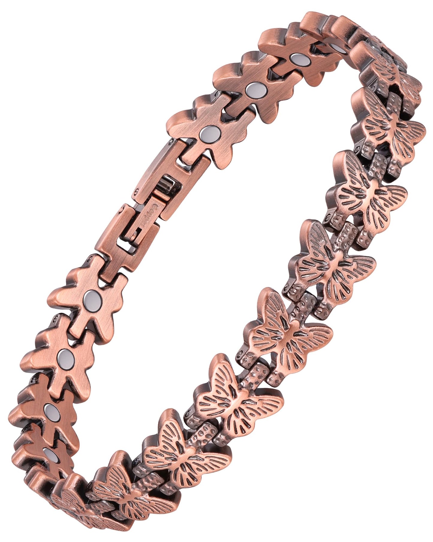 Jecanori Copper Magnetic Bracelets for Women, Pure Copper Bracelet with 3800 Gauss Ultra Magnets and Sizing Tool,Butterfly Elegance