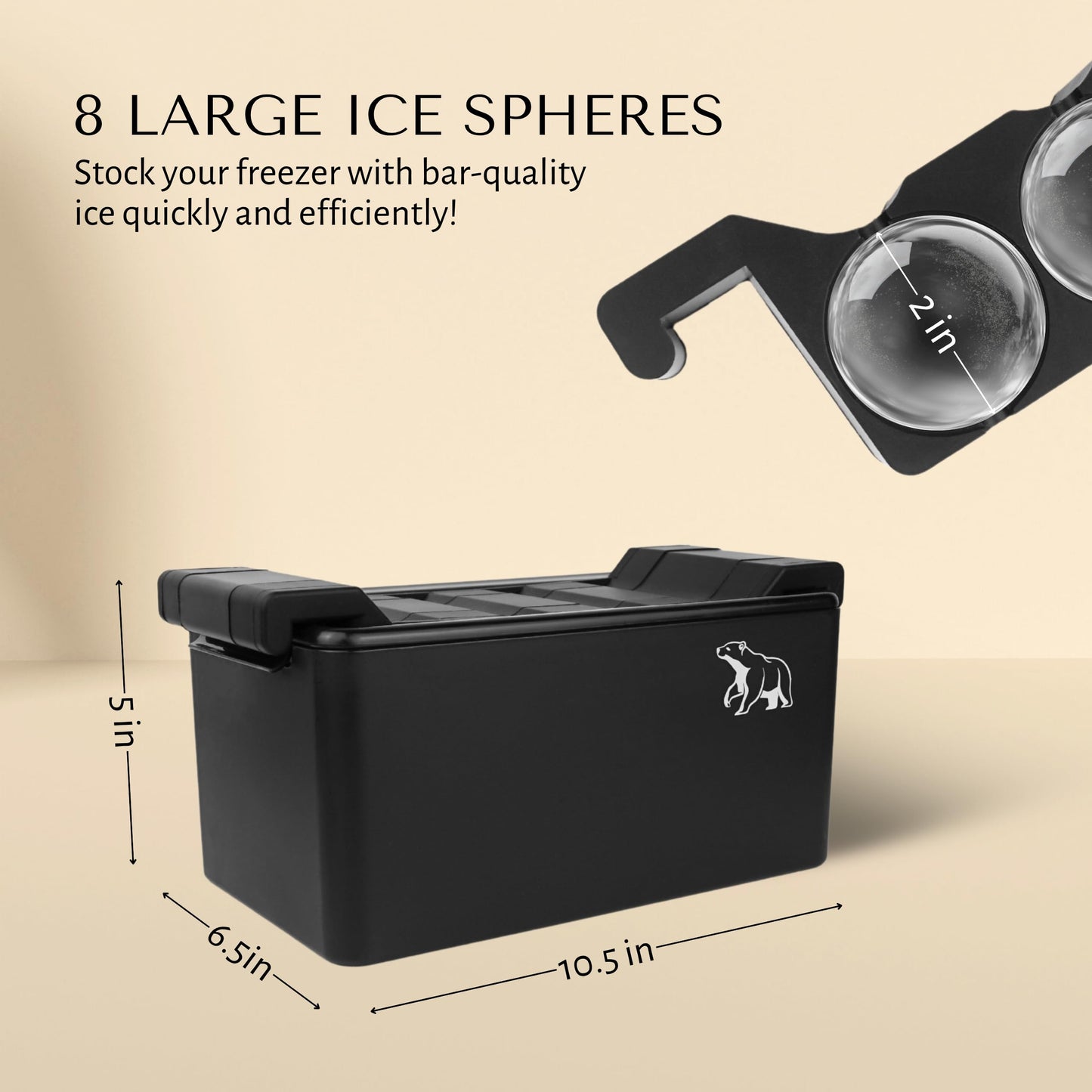 Elyzn 8 Sphere Clear 2” Ice Ball Maker Mold for Whiskey & Cocktails – Creates 2 Inch Round Crystal Clear Ice Spheres for Home Bars, Bourbon, and Mixology – Durable Silicone & Hard Shell Design