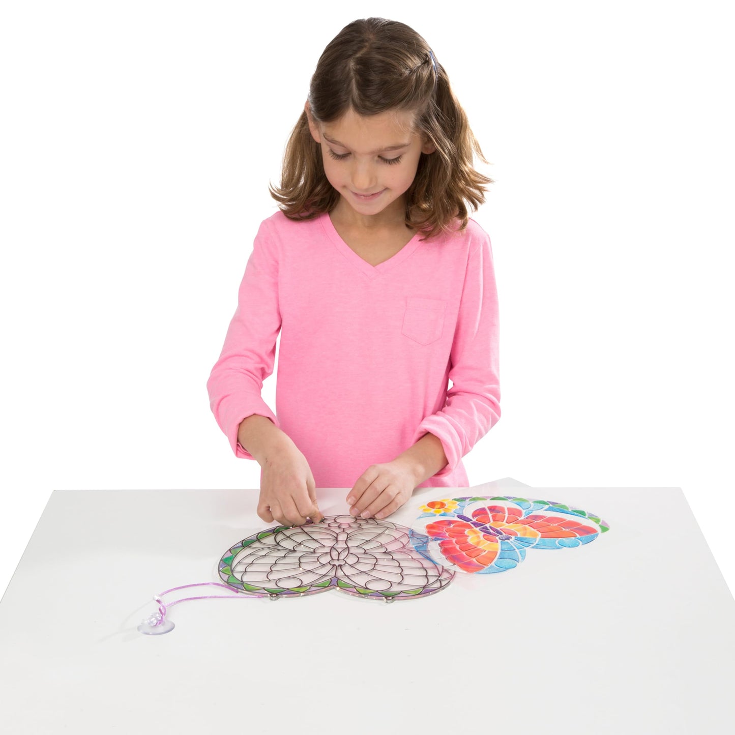 Melissa & Doug Stained Glass Made Easy Activity Kit: Butterfly - 140+ Stickers Kids Sticker Stained Glass Craft Kit; Sun Catchers for Kids Ages 5+