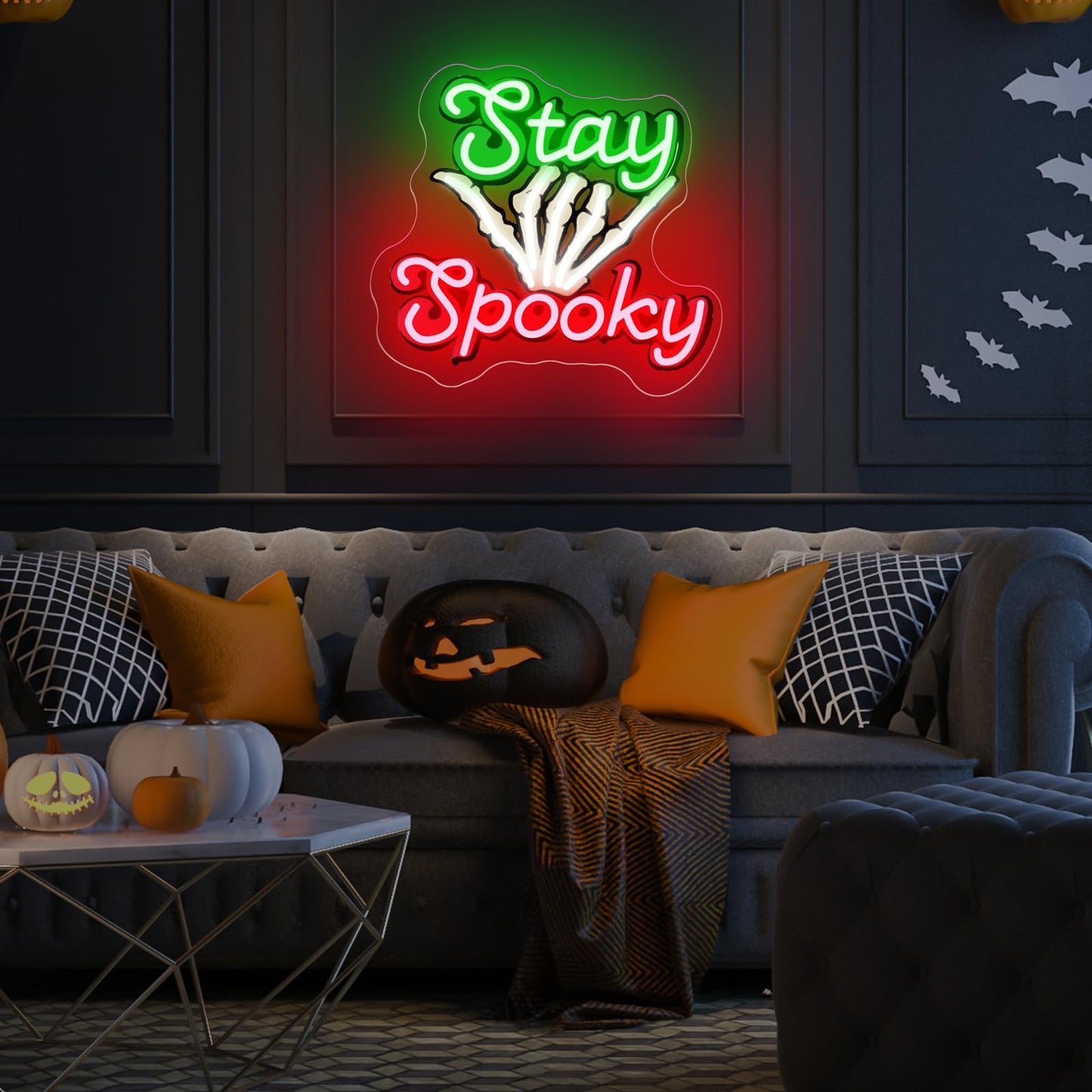 Stay Spooky Neon Sign, Custom Halloween LED Light, Gothic Decor for Halloween Party,Ghost Halloween, Personalized Gift, 13.8"x13"