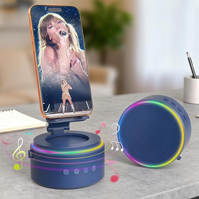 Gifts for Men Dad Him Husband Christmas - Blue Bluetooth Speaker with Phone Stand, Anniversary Birthday Gift for Teen Boy Boyfriend Women, Mens Stocking Stuffers - Ideal for Home/Kitchens/Outdoor/Desk