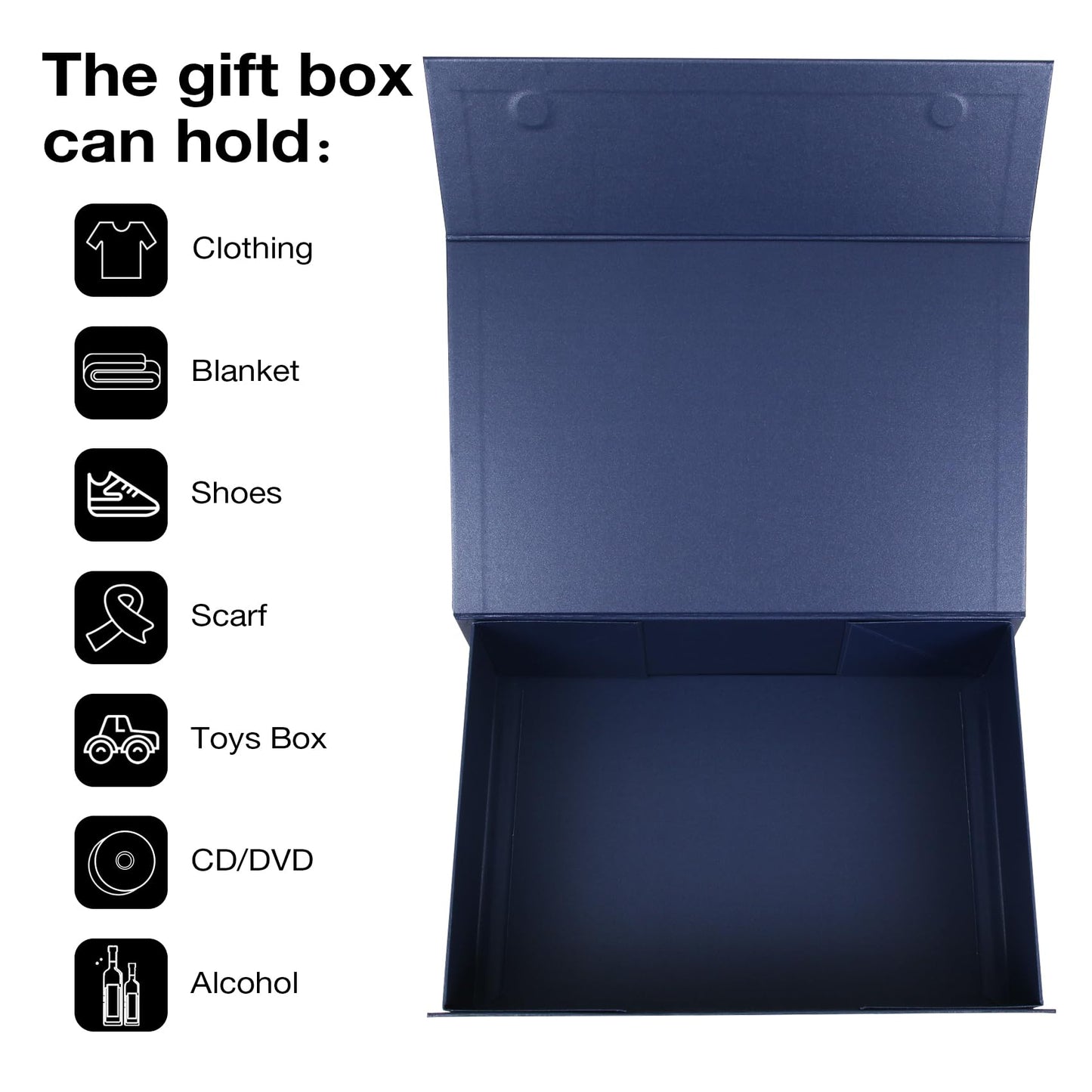 Aimyoo Navy Blue Magnetic Gift Boxes with Lids 13.8x9x4.3 in, Large Bridesmaid Groomsman Proposal Box, Rectangle Collapsible Box for Present Graduation Birthday Storage 5 Pack