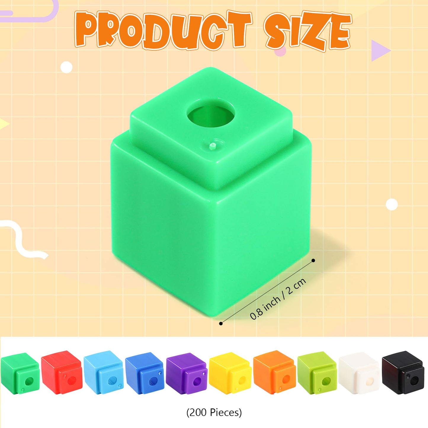 200 Pcs Red Linking Cubes for Math Counting Cubes Manipulatives Plastic Counting Block Manipulative Classroom Learning Supplies for Educational Preschool Activities Boy Girl (Red)