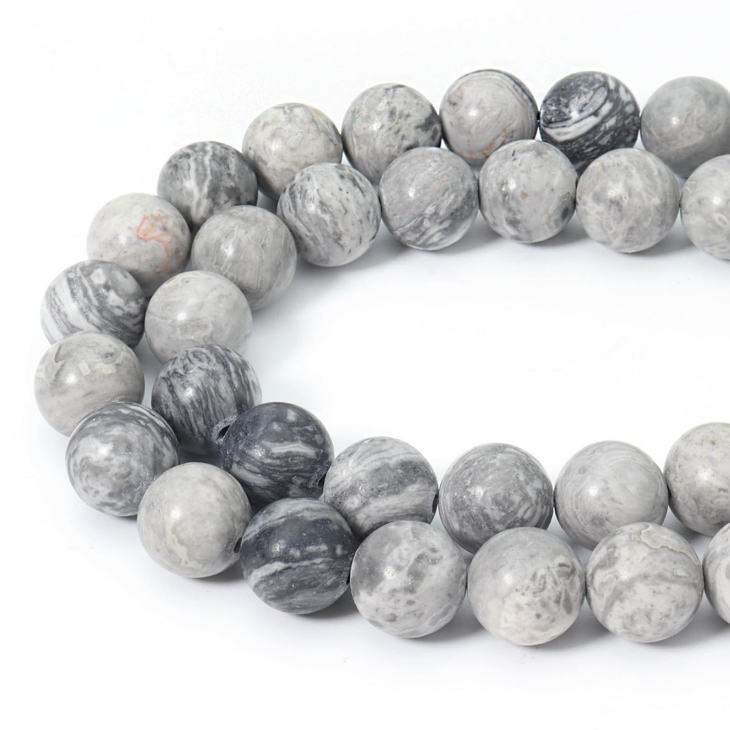 Siomia 45pcs 8mm Natural Map Jasper Gemstone Beads Energy Healing Crystal Round Loose Stone Beads for Jewelry Making, DIY Bracelets Necklaces