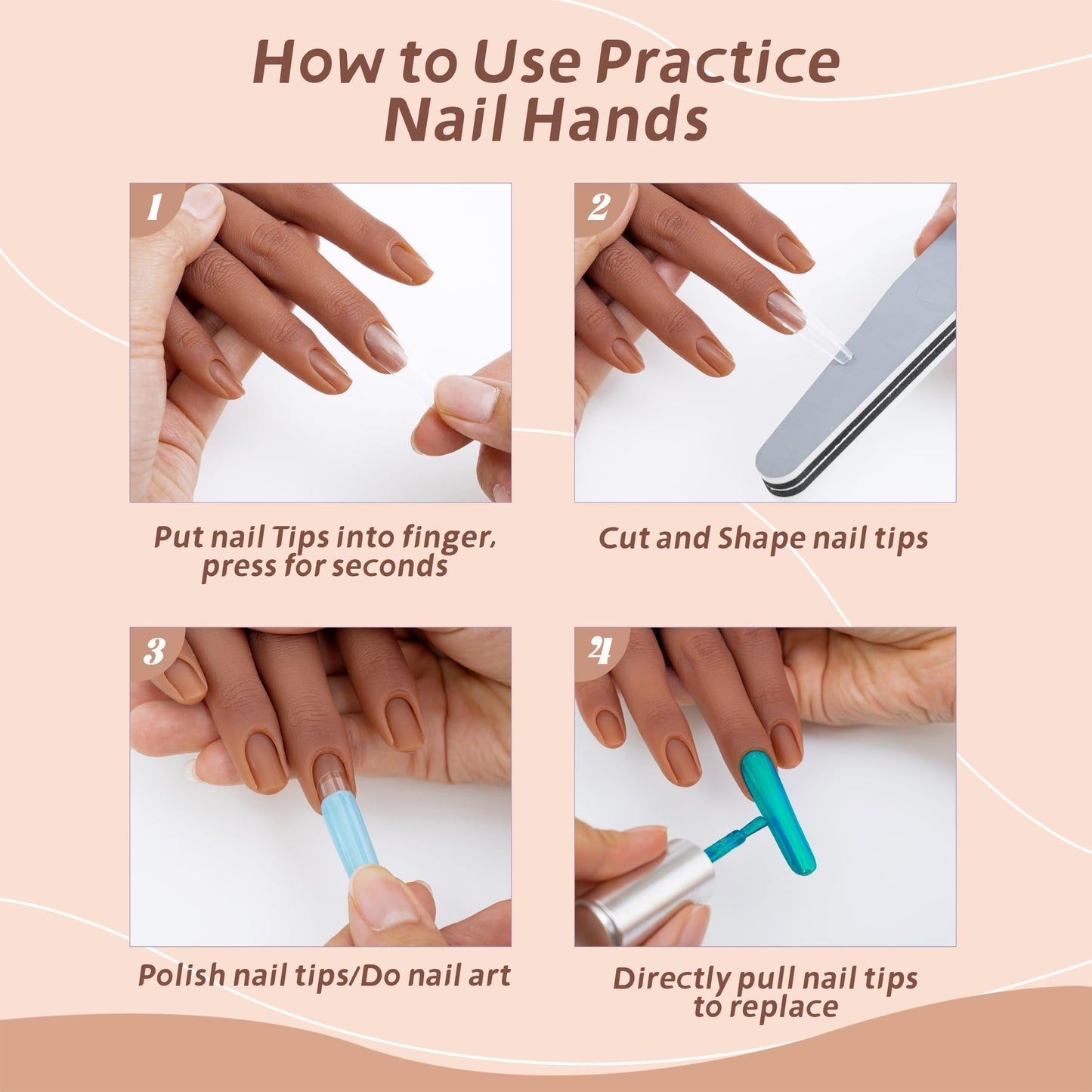 Veikmv Practice Hand for Acrylic Nails, Realistic Silicone Training Hand with Flexible Fingers for Nail Art Practice,Professional Mannequin Hand Model Kit for Gel Polish