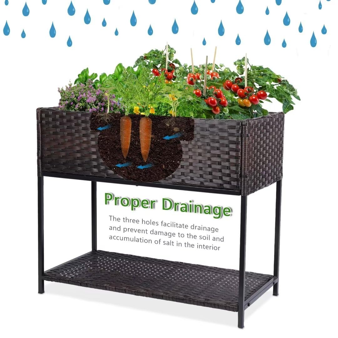 WONDER GARDEN Raised Garden Bed-Planter Box - Elevated Raised Garden Beds Outdoor with Legs & Storage Shelf for Vegetables Flower Herb Backyard Patio